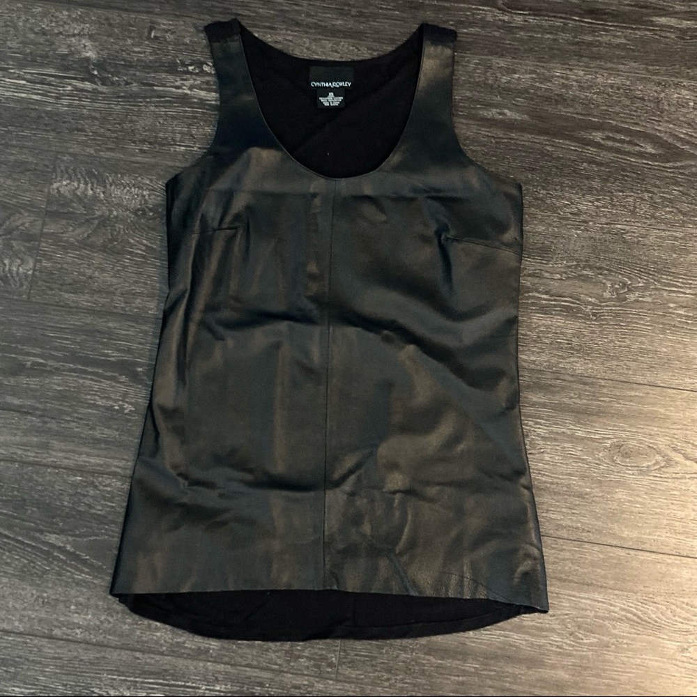 Genuine Leather & Knit sleeveless shirt/tank